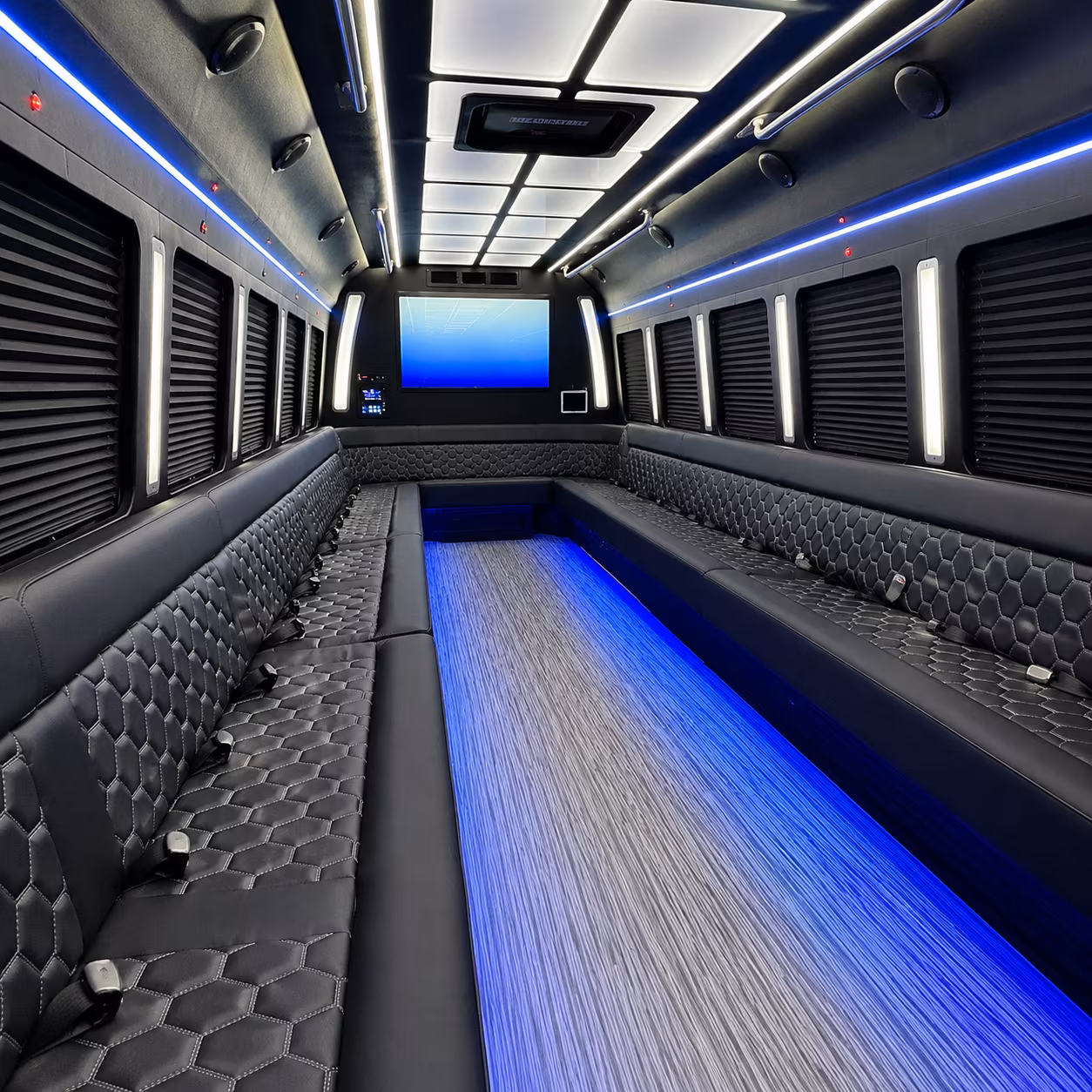 hillsboro 50 passenger party bus inside
